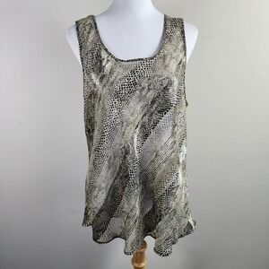 Cinema Etoile Snakeskin Tank Top Womens XL Animal Print Sheer Lightweight Rock
